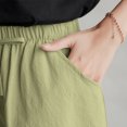 thumbnail image 4 of POTETI Womens Cargo Shorts High Waisted Cotton Linen Women Plus Shorts Green Dolphin Casual Wide Leg Bandage Solid Shorts, 4 of 4
