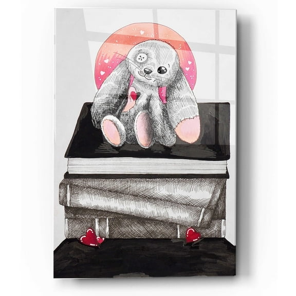 Epic Art 'Bunny's Books ' by Avery Multer, Acrylic Glass Wall Art, 12"x16"
