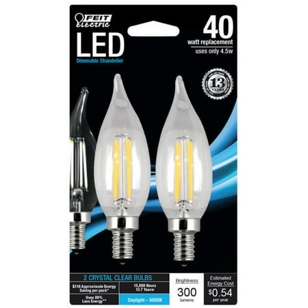 

Feit Electric Feit Electric CFC40950CAFIL2R C10 LED Bulbs 4.5 Watts 120 Volts