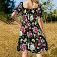 thumbnail image 4 of Colorful Floral Print Dress Sexy V Neck Modern Flowers Cute Dresses Female Street Wear Custom Oversized Casual Dress Gift, 4 of 6