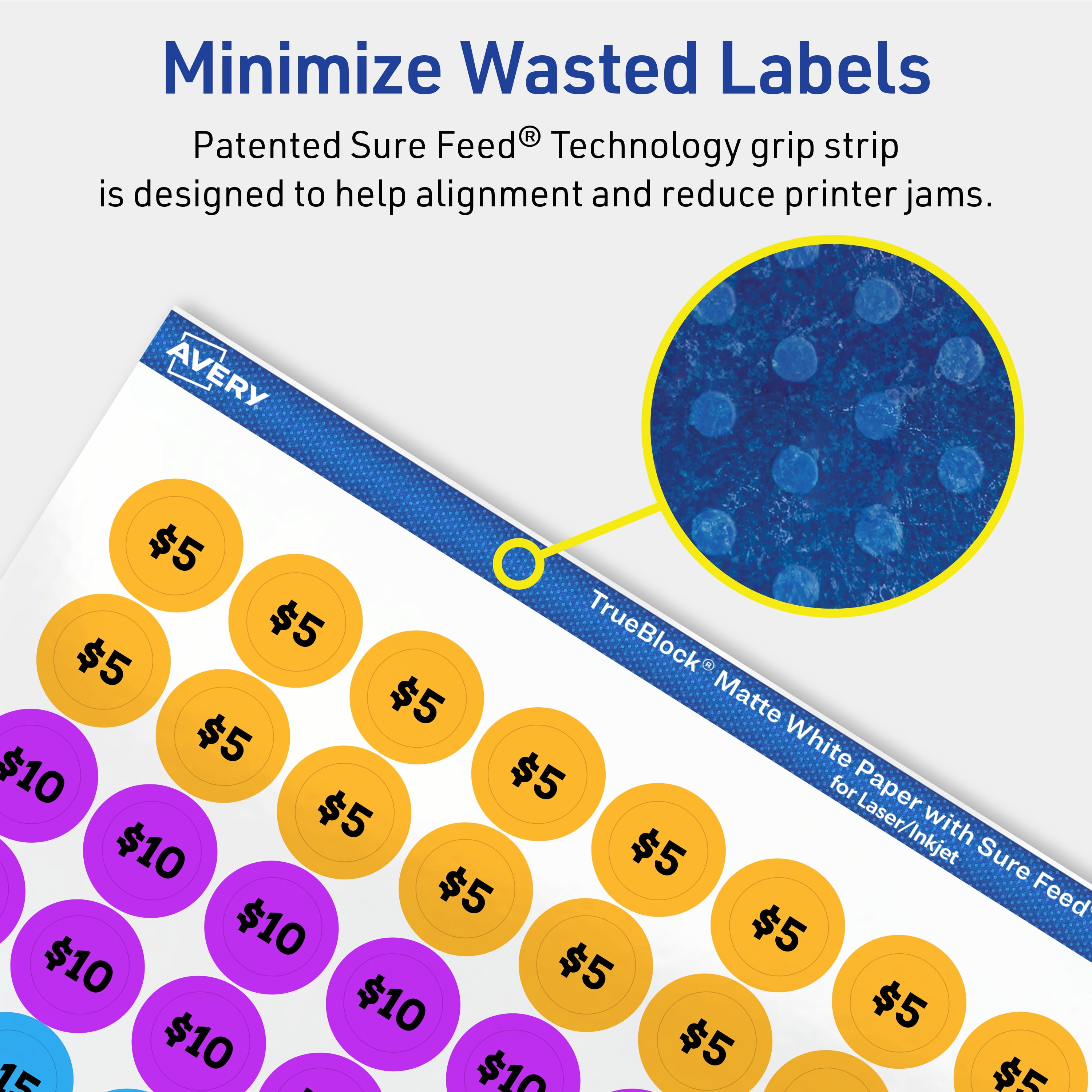 Avery TrueBlock Round Labels, 0.5" Diameter, 3,850ct