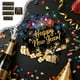 thumbnail image 1 of Vajilla para fiesta de Año Nuevo en negro, dorado y colorido | Platos, vasos y servilletas desechables de papel de 18 y 23 cm | Diseño temático 2026, 1 of 6