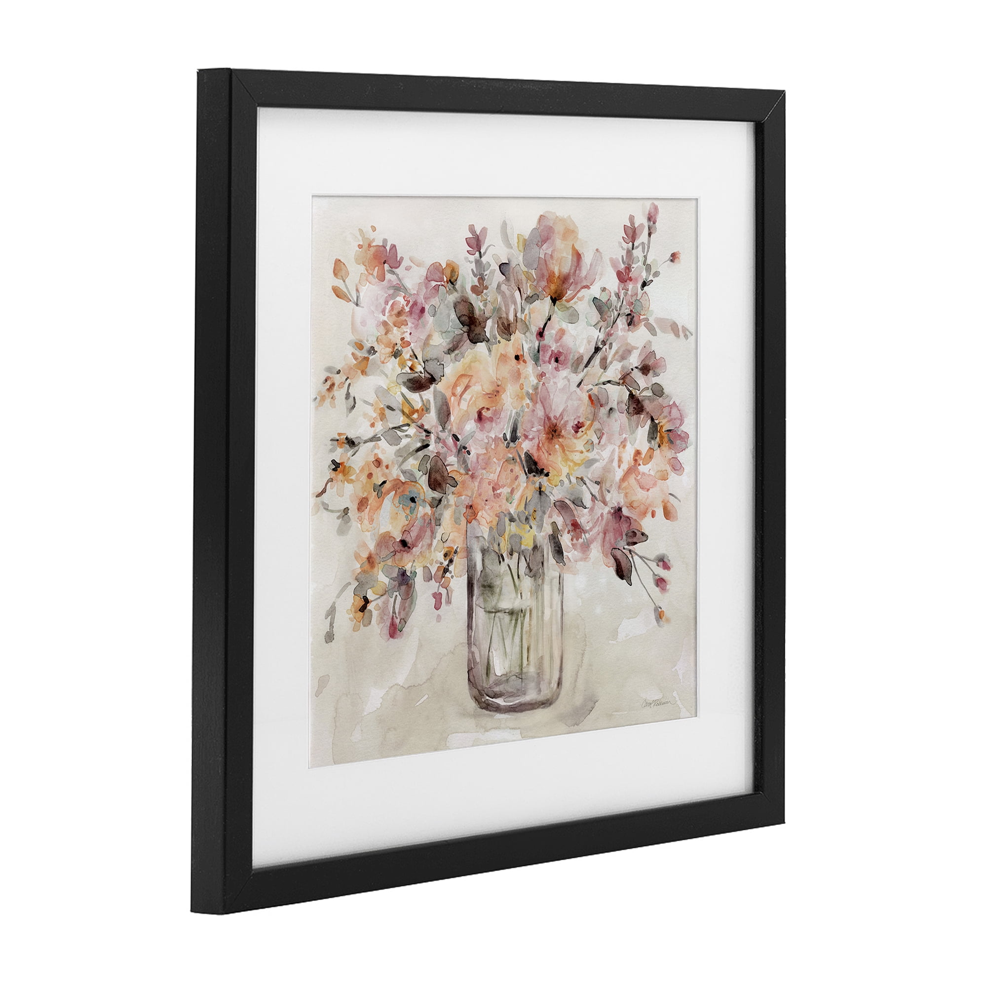 Stupell Industries Fluid Petals Watercolor Bouquet Black Framed Print Under Glass, design by Carol Robinson