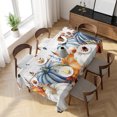 thumbnail image 3 of Fall Orange Blue Table Cloth Waterproof Tablecloths, Thanksgiving Floral Botanical Wooden Tablecloth Dining Table Cover for Kitchen Party Tabletop Outdoor, Rectangle Tablecloth 60x120 Inch, 3 of 9
