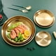 thumbnail image 1 of Plato de barbacoa, disco de acero inoxidable, plato poco profundo engrosado dorado, disco de lijado, plato de buffet, bandeja de cocina, 1 of 3
