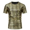 thumbnail image 1 of Lefu T-Shirt à Manches Courtes Brillant pour Hommes Col Rond Hauts Blouse Costume de Danse en Boîte de Nuit, 1 of 9