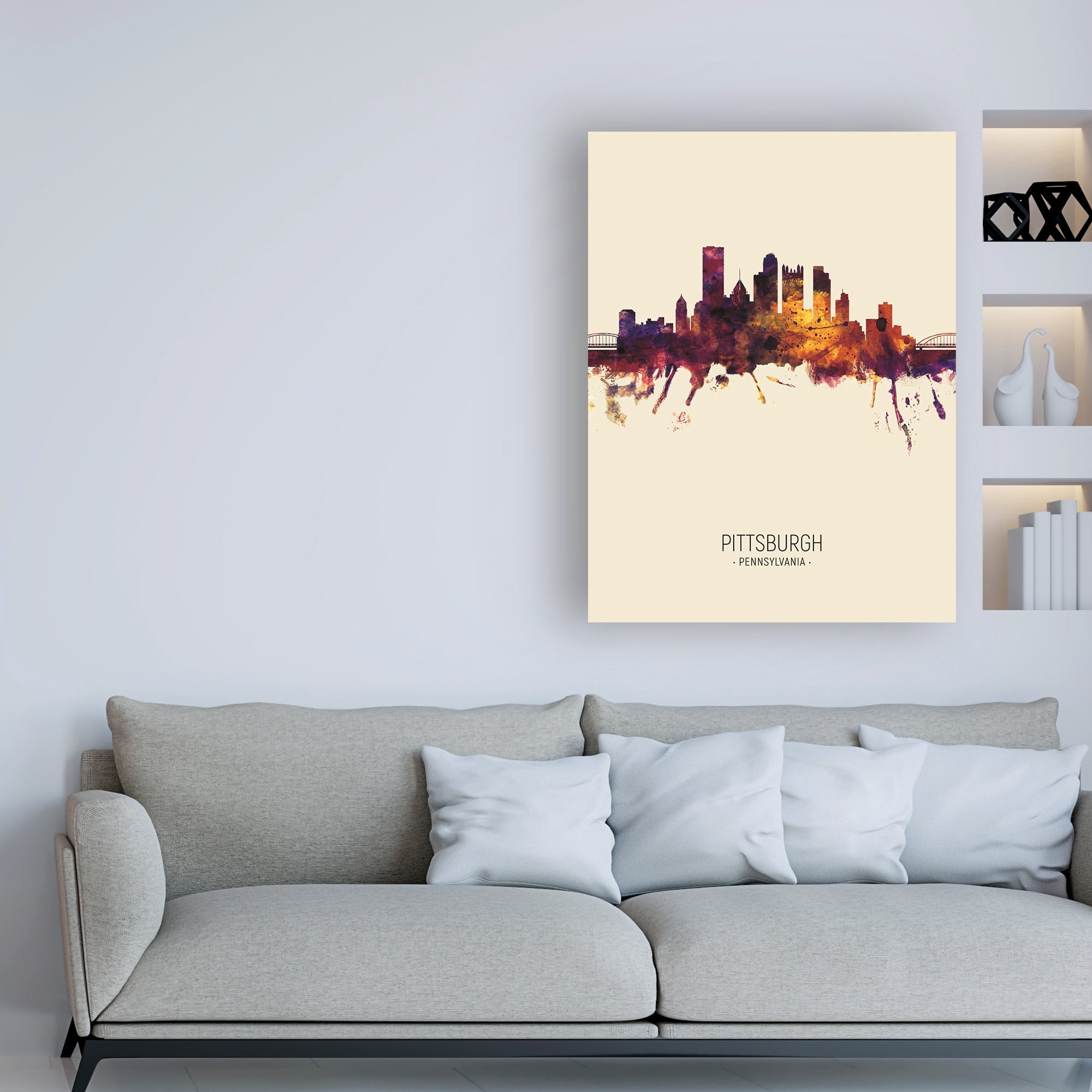 Trademark Fine Art 'Pittsburgh Pennsylvania Skyline Portrait III' Canvas Art by Michael Tompsett