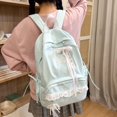 thumbnail image 5 of Large Capacity Backpack with Bow Pendant, Multi-Pockets Lace Zipper Closure School Bag for Outdoor Travel Trip (Blue), 5 of 9