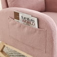 thumbnail image 4 of PAPROOS Rocking Chair, Teddy Fabric Accent Chair with 2 Side Pockets and Pine Wood Legs, High Backrest Arm Chair Modern Rocker Lounge Chair for Living Room, Pink, 4 of 10
