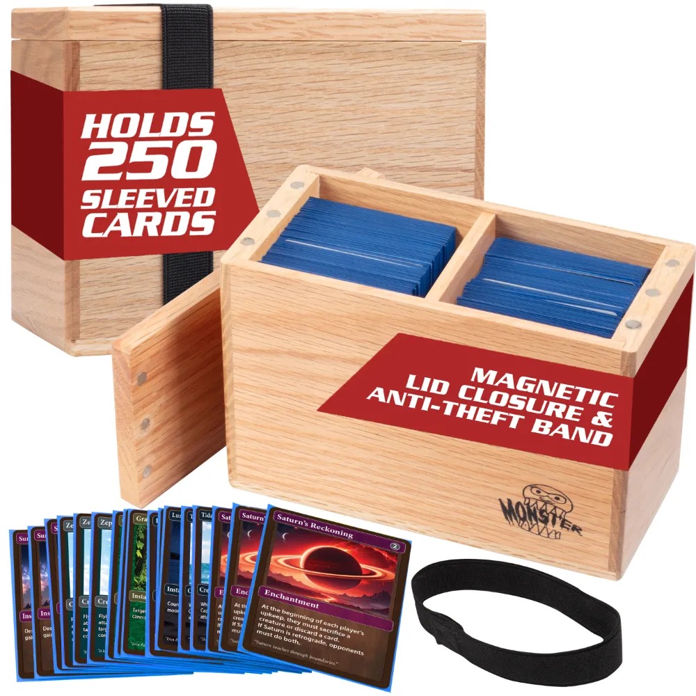 Monster Wooden Double Deck Box w Strong Magnetic Lid & Security