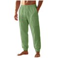 thumbnail image 3 of Plus Size Men's Cotton Loose Casual Drawstring Elastic Waist Sports Pants, Sweatpants, Joggers, Solid Color with Pockets, Straight Leg Comfort Fit, Quick Dry Breathable, Gym, 3 of 8
