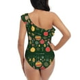 thumbnail image 5 of Haiem Christmas Women's One Piece Swimsuits Tummy Control One Shoulder Bathing Suits Ruffle Swimwear-Small, 5 of 8