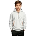 thumbnail image 5 of Cethrio Boys Half Zip Hoodies Size 9-10 Years, Pullover Fleece-lined Long Sleeve Casual Boys Hooded Sweatshirts White, 5 of 8