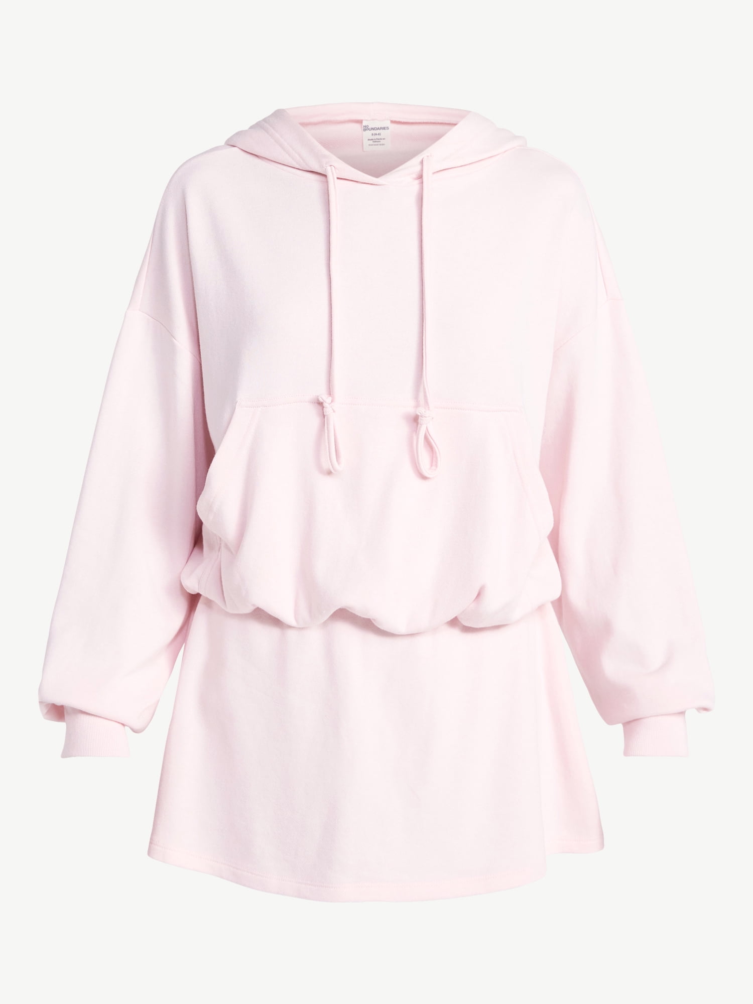 No Boundaries Bubble Hem Drawstring Hoodie, Women’s XXS-XXL