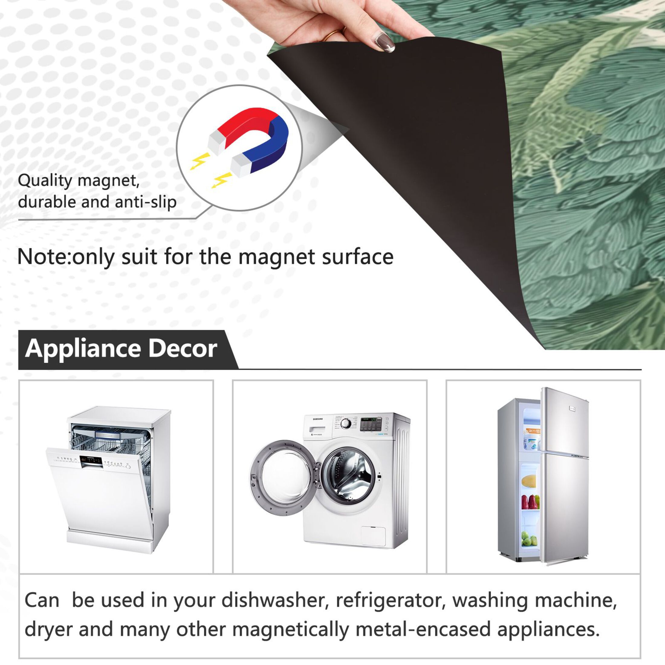 IAUYY Magnetic Decorative -23x26 Inch,Removable DIY Art for Dishwasher Refrigerator and Other Metal Surfaces,The Long Ginseng