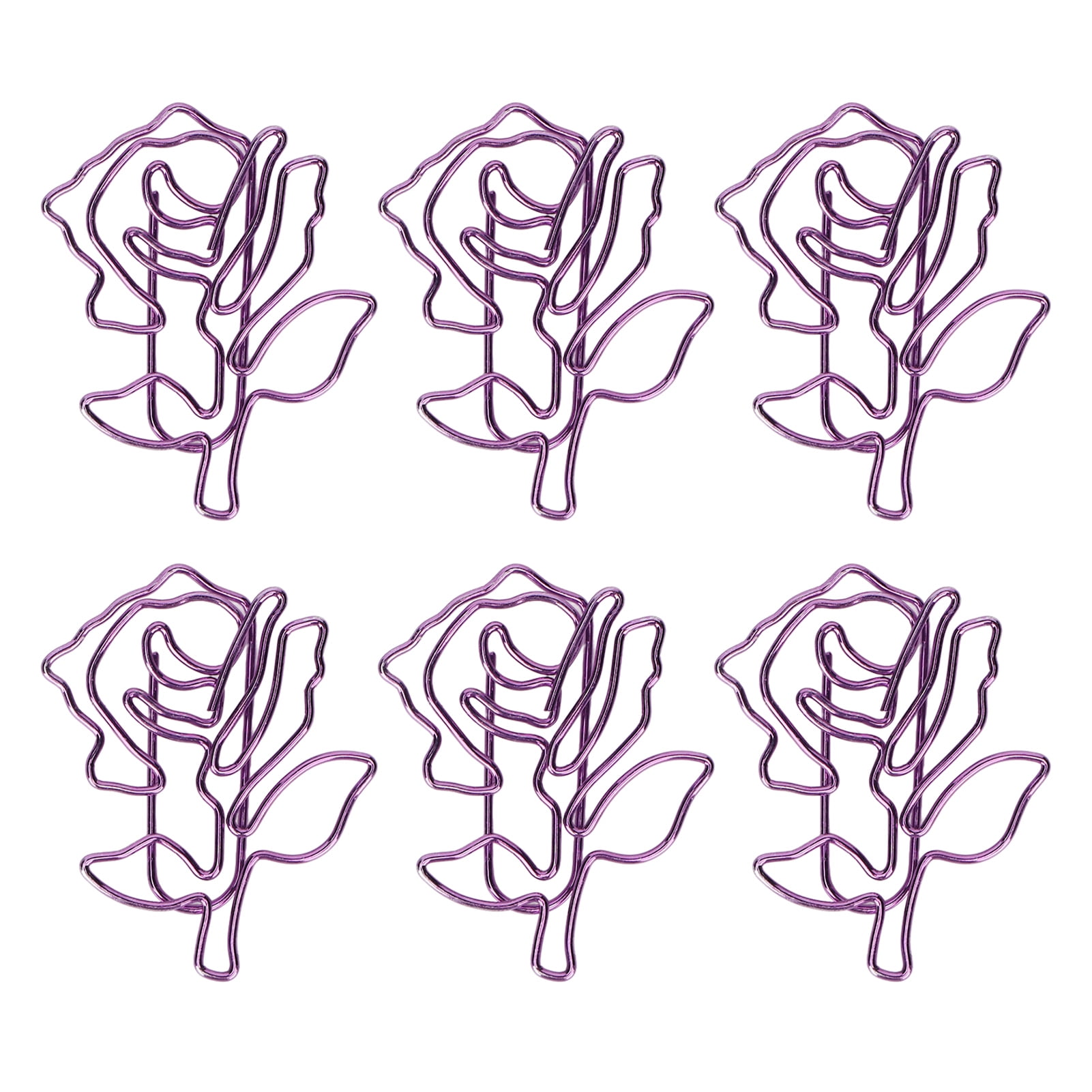 Cool Paper Clips, Electroplated 100Pcs Rose Style Cute Paper Clips For