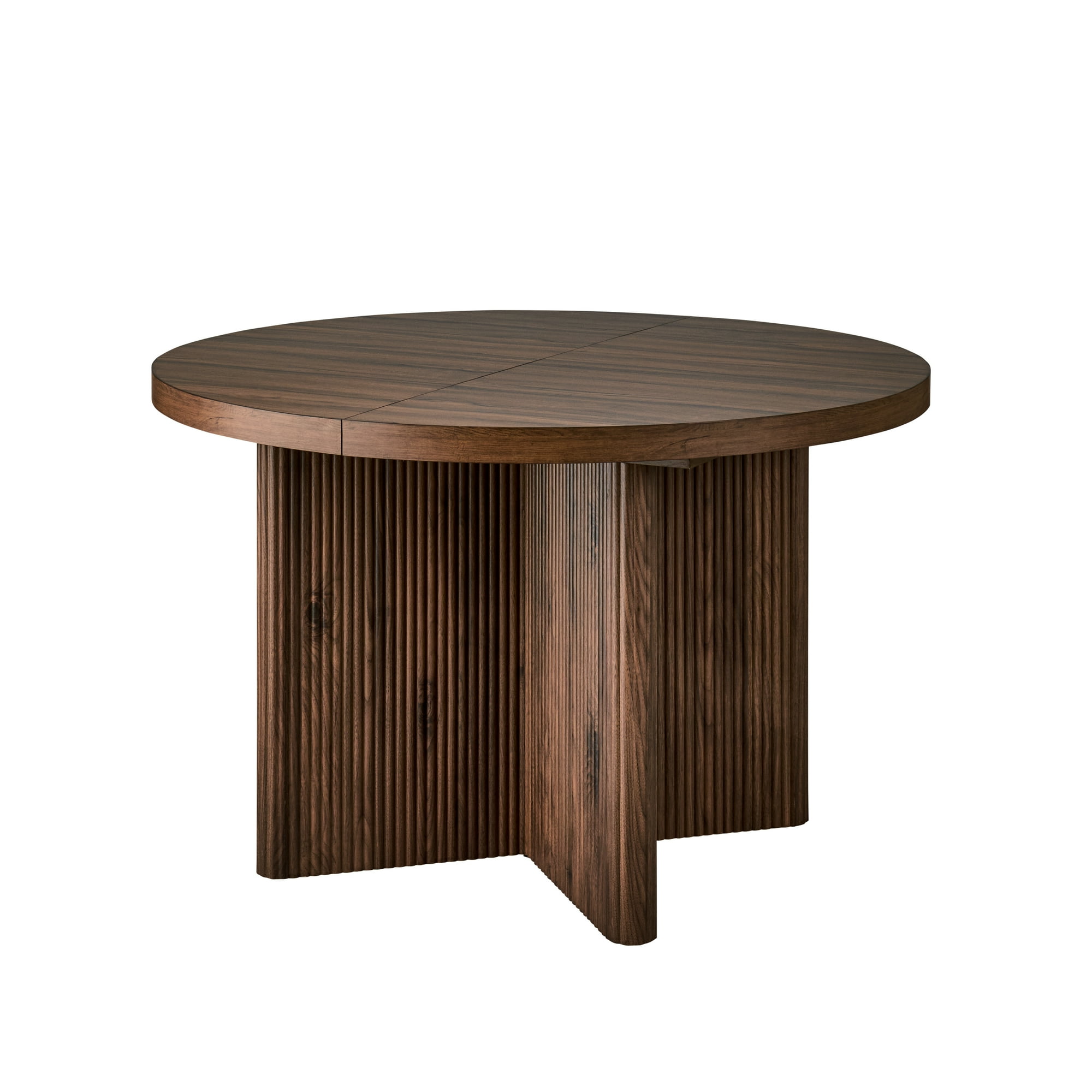 Better Homes & Gardens Lillian Fluted Round Expandable Dining Table, Walnut Finish