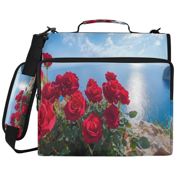 ALAZA Zipper Binder Roses Ocean Pattern 2 inch 3 Ring 500 Sheet Capacity Trapper Keeper File Folder Organizer Bag