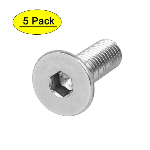 M8x25mm 316 Stainless Steel Fully Thread Flat Head Hex Socket Cap Screw 5pcs