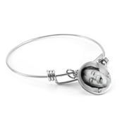Photos Engraved - Custom Photo Engraved Circle Charm Wire Bracelet in Stainless Steel - Free reverse side engraving - W-AN-SCST