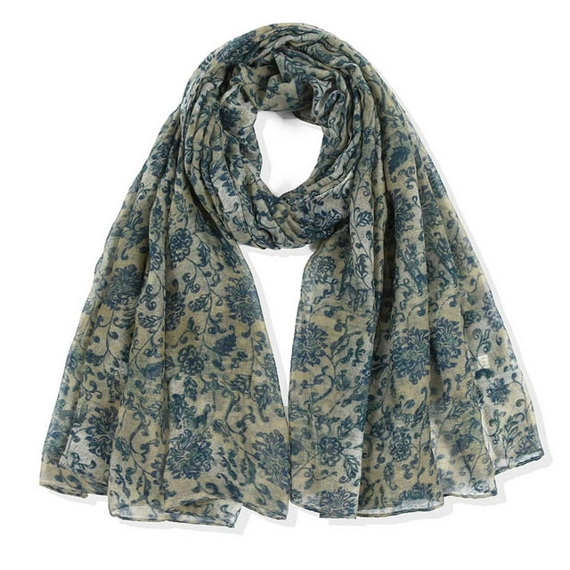Jusqu'à 65 % de Rabais Mode Foulard Longue Imprimée pour Femmes Châle Foulards Doux Foulard à la Mode en Liquidation. une Foulard Légère en polyester avec un Imprimé floral dans des Tons Bleus et Beiges, Mesurant 180 cm par 80 cm. Idéale pour les occasions Décontractées et Formelles, Cet Accessoire pour Femme Peut Être Conçu comme une Étole, un Châle Ou une Foulard. Parfait pour le Printemps et l'Hiver, Fait Partie de la Catégorie Foulards et pashminas pour Femmes.
