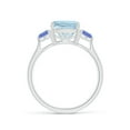 thumbnail image 2 of ANGARA Natural Cushion 1.95 ct Aquamarine & Trillion Tanzanite 3 Stone Ring in 14K White Gold for Women (Size-8mm) | March Birthstone, Anniversary, Jewelry Gift for Women | Natural Aquamarine Ring, 2 of 11