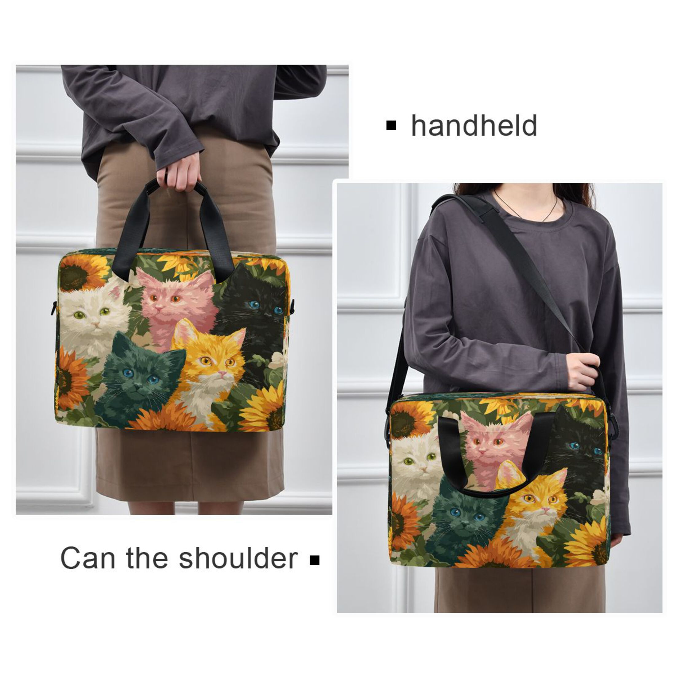 16" Laptop Tote Bag Laptop Sleeve Case Computer Briefcase for Work & Travel Various Colors Cat