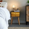 thumbnail image 6 of Giantex End Side Table Nightstand with Storage Drawer and Shelf, Wood Nightstand with 2-Drawers, Solid Wood Legs Living Room Bedroom Furniture, 6 of 8