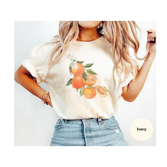 Vintage Orange Graphic Tee - Pastel Fruit Illustration