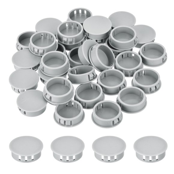 Uxcell 32 Pcs Bouchons de Trou en Plastique, Type Flush Bouchons d'Insertion pour Trou de Verrouillage Meuble Armoire 28mm Gris Clair