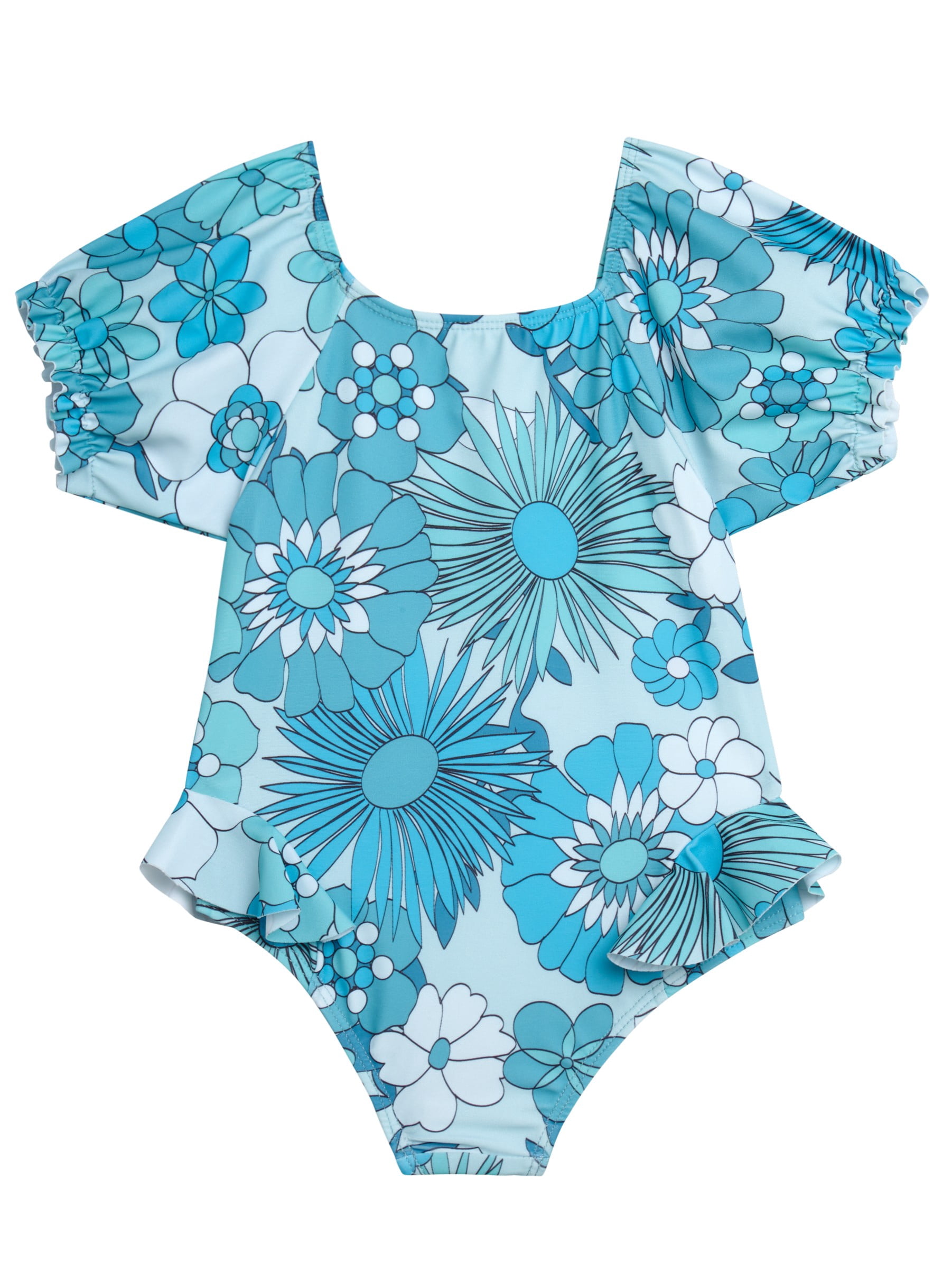 Jessica Simpson Toddler Girl Rash Guard Swimsuit with Headband, Sizes 12M-24M