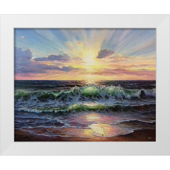 Cernov, Ivan 14x12 White Modern Wood Framed Museum Art Print Titled - Sunrise over the Sea