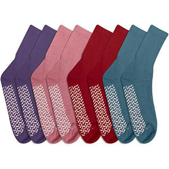 Noble Health Care Diabetic anti Skid Hospital Slipper Socks Gray Women's 9-11, (8 Pack)
