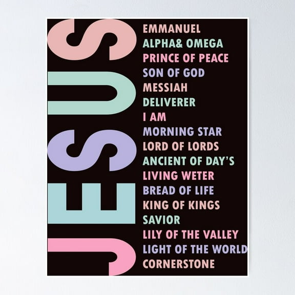 Kna Prints - Names O Jesus Poster Wall Art Print For Home Decor, Living Room, Bedroom, Office, UNFRAMED-8x12