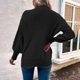 thumbnail image 4 of aDJFDGT Open Knit Sweaters for Women Summer Ladies' Loose Pullover Sweater Round Neck Split Hem Sleeve Solid Color Knit Sweater, 4 of 6