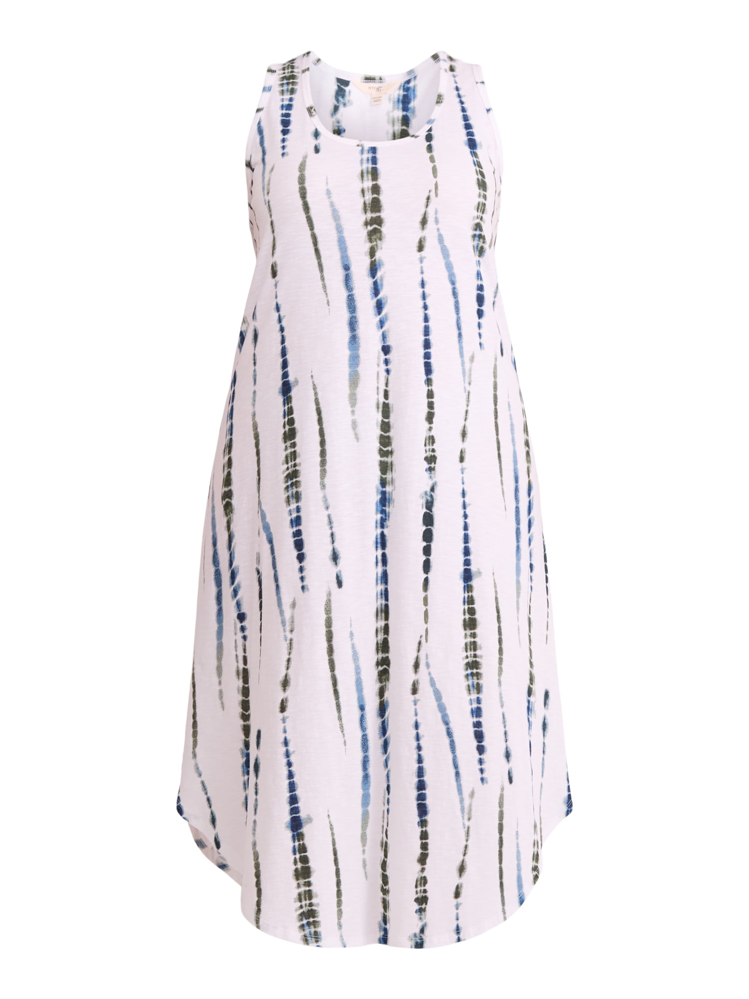 Terra & Sky Women's Plus Size Cotton Tie-Dye Tank Dress, Sizes 0X-5X