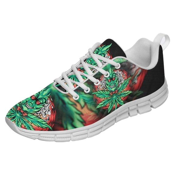 Marijuana Shoes for Men Women Running Sneakers Breathable Casual Sport Tennis Shoes Gift for Him Her White Size 3.5