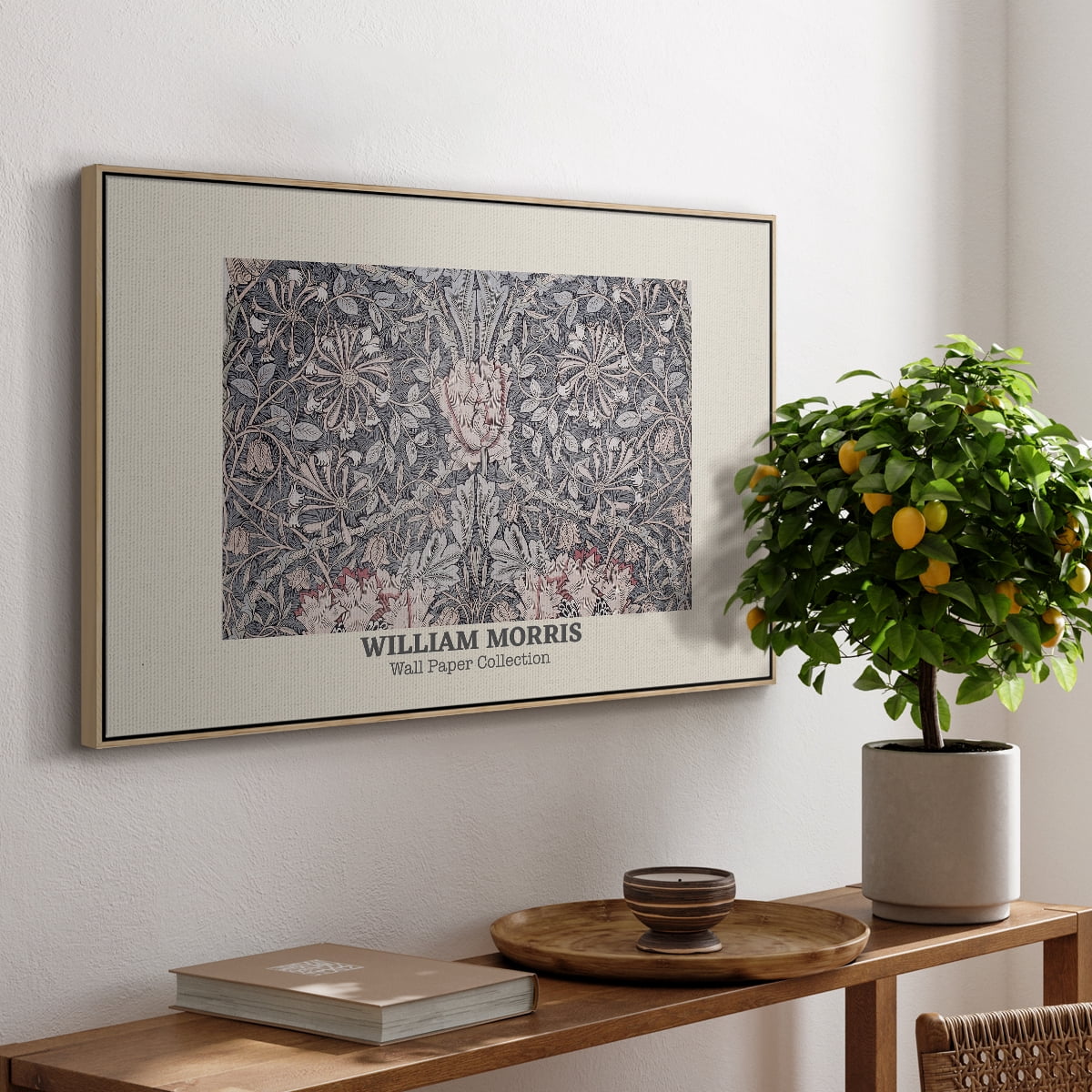 Vintage Abstract Print-XLV Framed in Natural Wood Wood Gallery Wrapped Canvas 25 in. x 37 in.