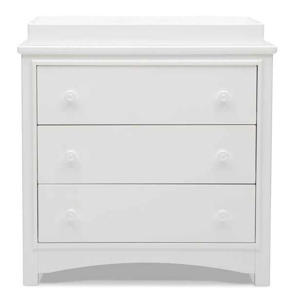 Delta Children Perry 3 Drawer Dresser with Changing Top, Greenguard Gold Certified, Bianca White