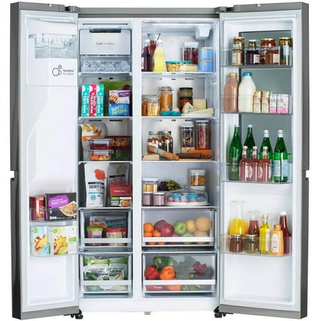 LG - 23 Cu. Ft. Side-by-Side Counter-Depth Smart Refrigerator with Craft Ice - Stainless steel