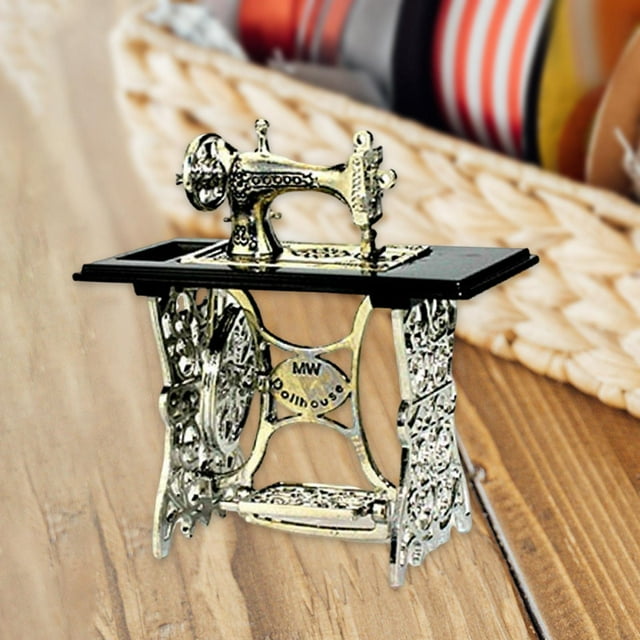 Máquina en miniatura 1:12, decoración, Mini accesorios para micropaisajismo, muebles de escena DIY, juguete para juego de imitación Macarena Máquina de coser en miniatura