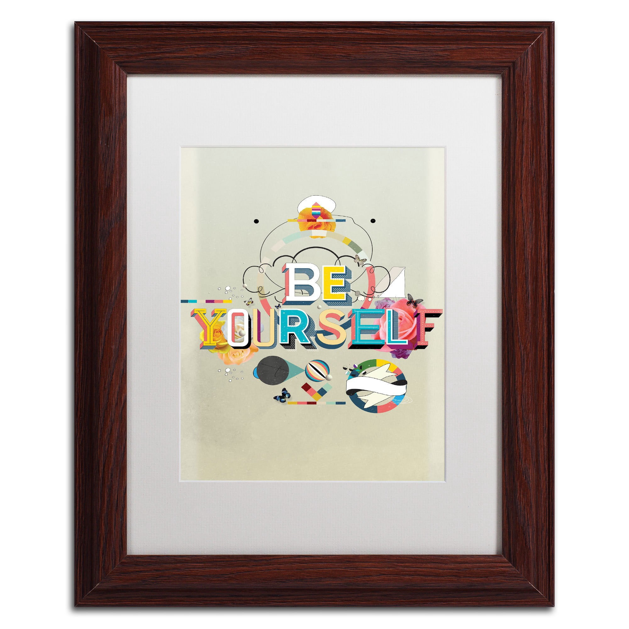 Trademark Fine Art "Be Yourself" Canvas Art by Kavan & Co White Matte, Wood Frame