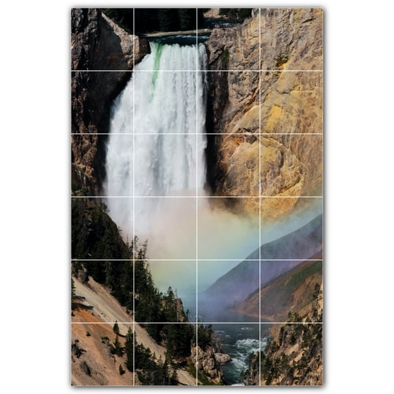 Picture-Tiles.com: Waterfalls Ceramic Tile Wall Mural WAL501116-46S. 17"W x 25.5"H using (24) 4.25" x 4.25" Ceramic Tiles-Satin Finish