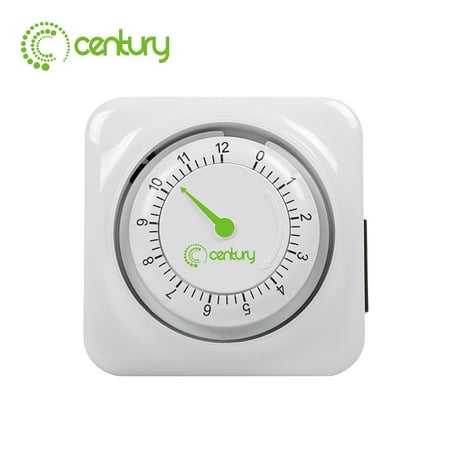 12 Hour Electronic Timer - Century 12 Hour Mechanical Countdown Timer with Grounded Pin - Energy Saving