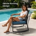 thumbnail image 3 of Rocking Patio Bistro Sets - All-Weather - 3 Piece Rattan Conversation Furniture Set, Wicker Outdoor Front Porch Chair for Balcony, Porch, Garden, Backyard, Poolside,Blue, 3 of 8