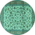 thumbnail image 1 of Ahgly Company Machine Washable Indoor Round Persian Turquoise Blue Traditional Area Rugs, 8' Round, 1 of 4