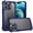 Blue, variant on For iPhone 11 Pro Max Case with Metal Buttons Raised Camera Lip + Tempered Glass