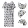 thumbnail image 5 of Women Nightdress Loungewear Dress Floral Print Short Sleeve Long Sleepwear, XL-4XL, 5 of 7