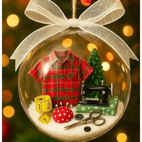 Holiday Sewing Snow Globe Ornaments Clear Christmas Decorations Festive Hanging Decorations For Christmas Tree And Sewing Craft Room