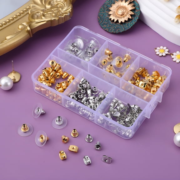 DESIGNICE Earring Backs 170 Pcs Earring Backs Rubber Earring Backs Replacements Earring Backings Locking Clear Earring Backs (0.24X0.2X0.2Inch)